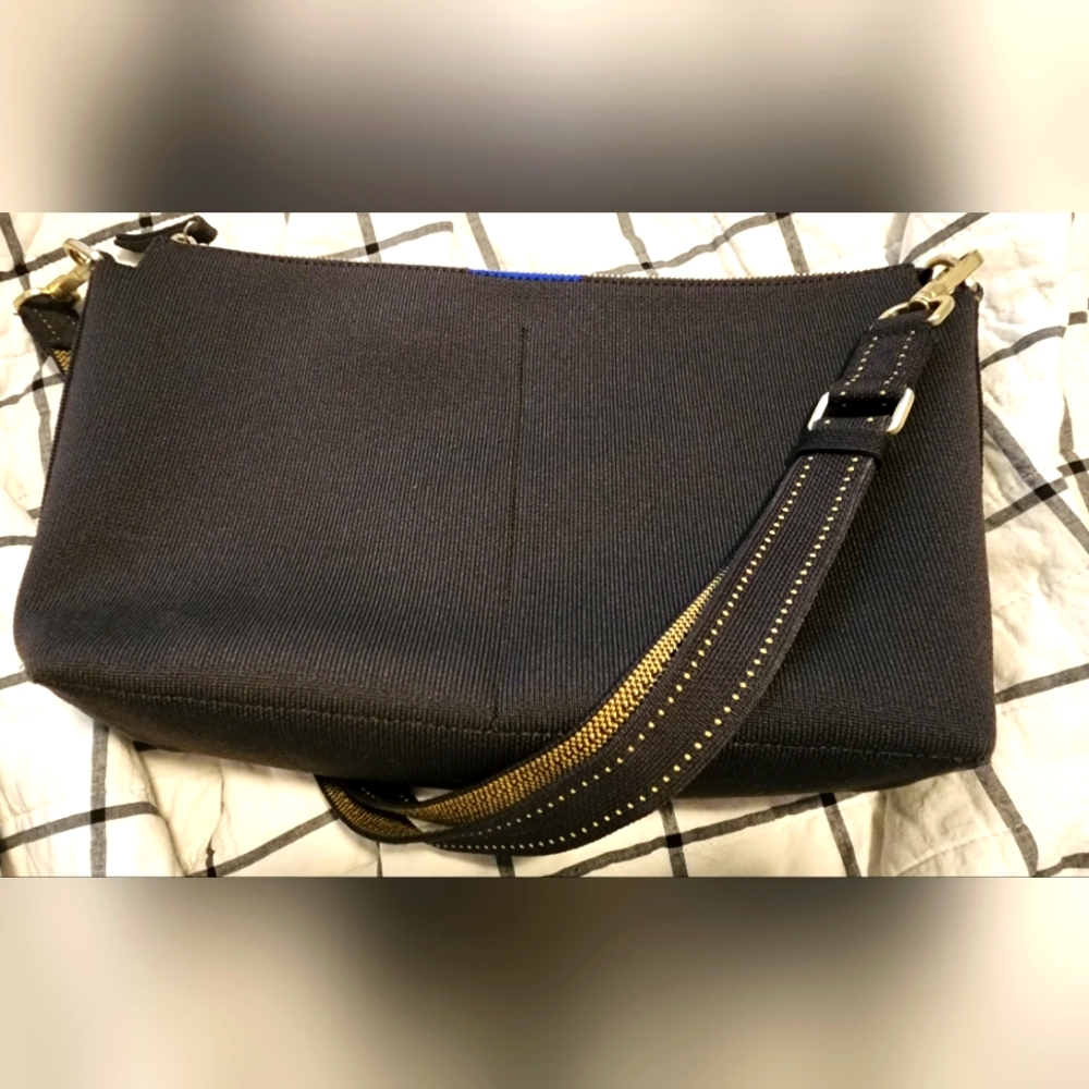 Rothy's Black Crossbody Bag with Gold Accents